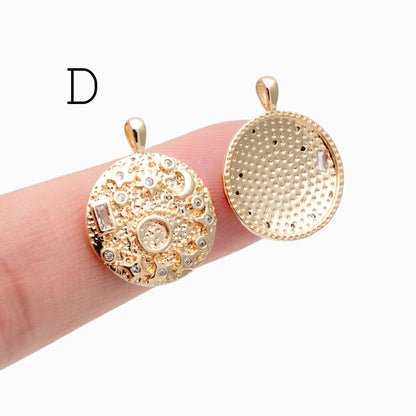 4pcs Gold/ Silver Tone Moon and Star Charm, 18K Gold/ Rhodium plated Brass, Celestial Charm Pendants (GB-2394)