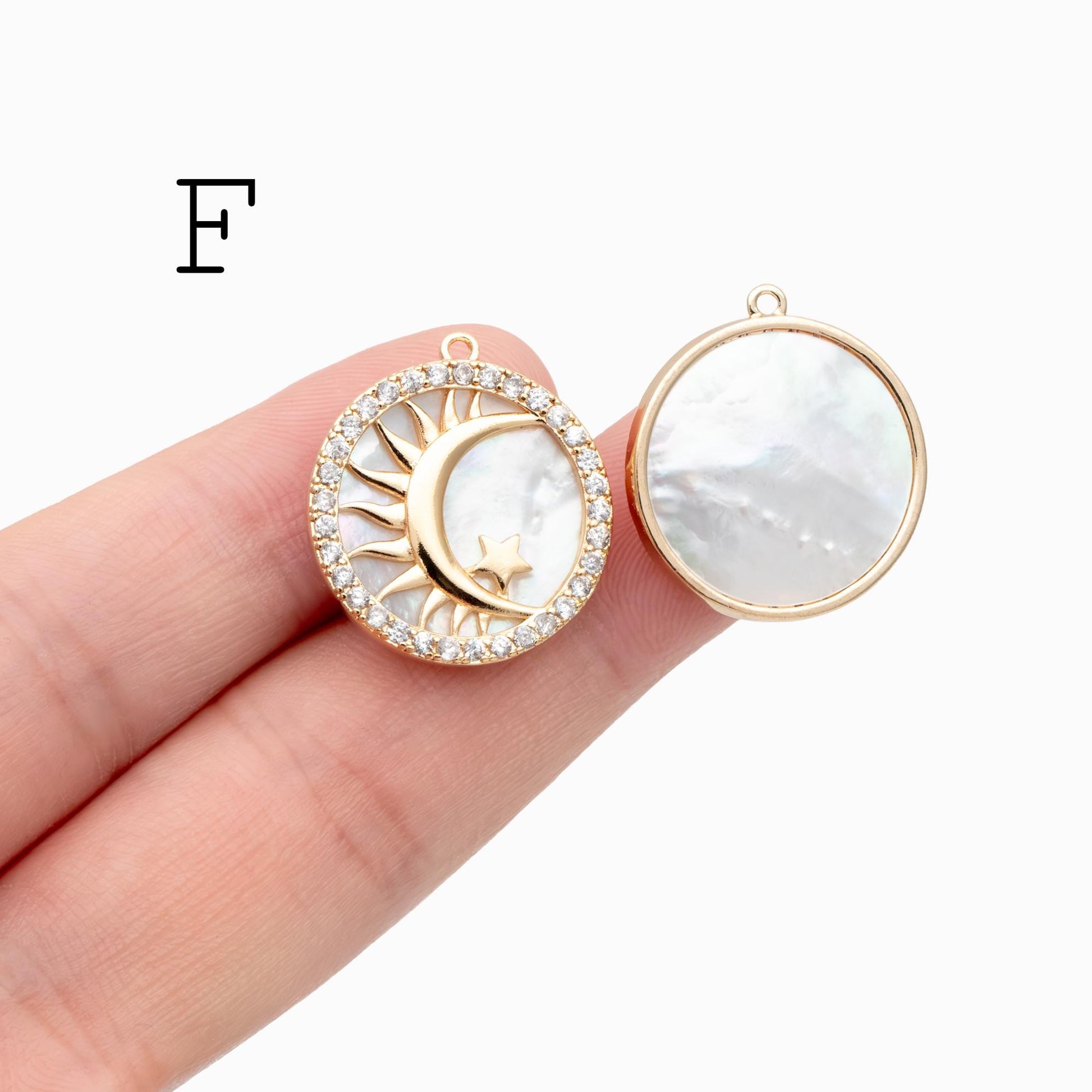 4pcs Gold/ Silver Tone Moon and Star Charm, 18K Gold/ Rhodium plated Brass, Celestial Charm Pendants (GB-2394)