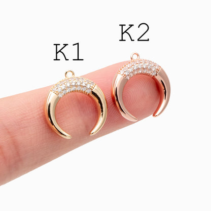 4pcs Gold/ Silver Tone Moon and Star Charm, 18K Gold/ Rhodium plated Brass, Celestial Charm Pendants (GB-2394)