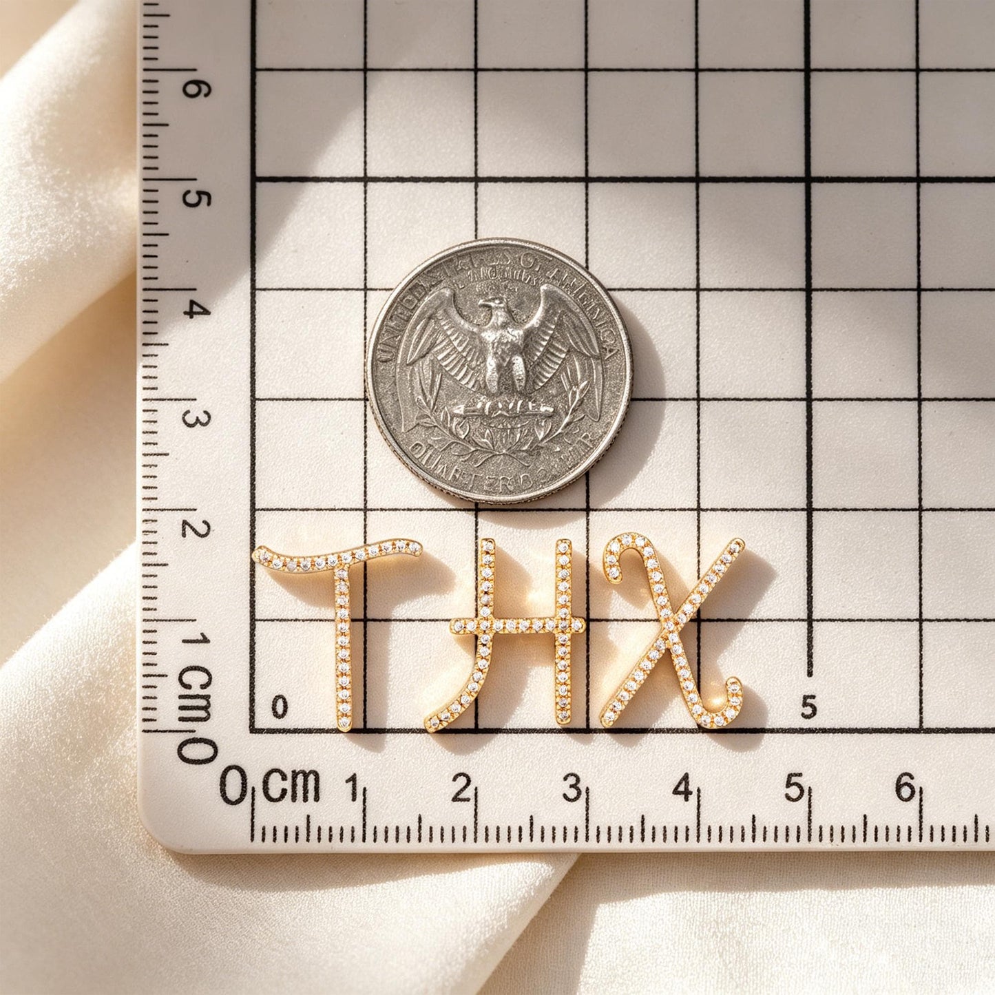 CZ Pave Gold Alphabet Pendants, 18K Gold plated Brass, Personalized Initial Charms, English Letter in Cursive, You Choose Letter (GB-1140)