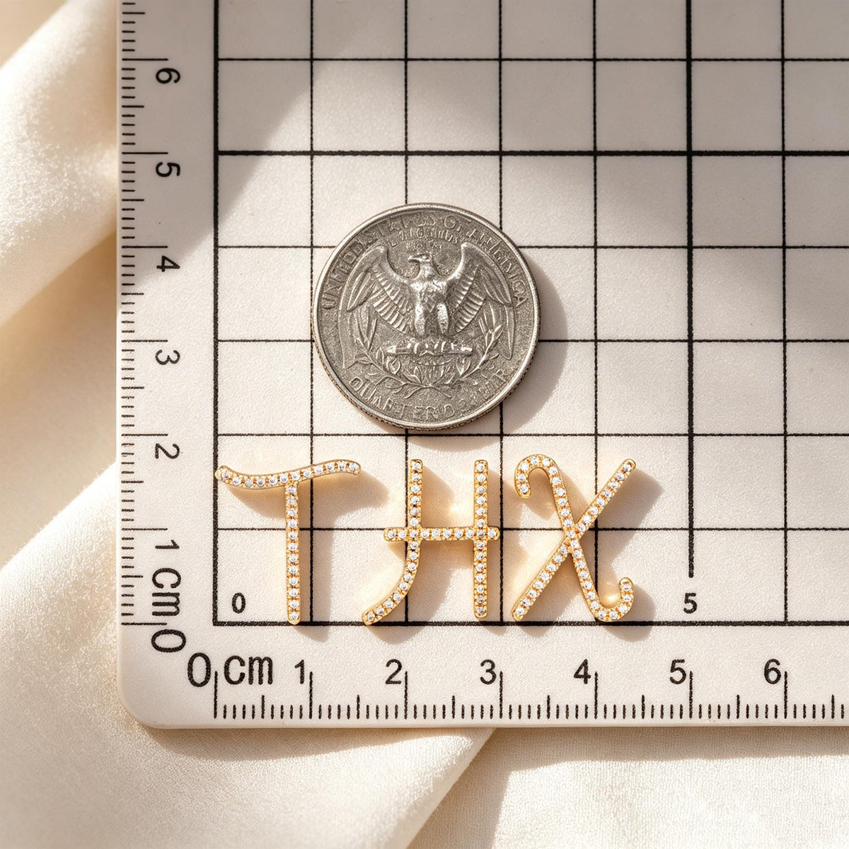 CZ Pave Gold Alphabet Pendants, 18K Gold plated Brass, Personalized Initial Charms, English Letter in Cursive, You Choose Letter (GB-1140)