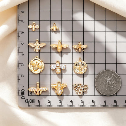 10pcs Gold/ Silver Bee Charm Jewelry Making, Insect Theme Supplies (GB-3093)