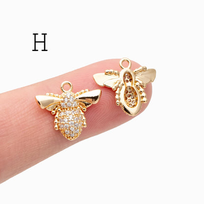 10pcs Gold/ Silver Bee Charm Jewelry Making, Insect Theme Supplies (GB-3093)
