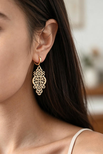 10pcs Gold plated Brass Filigree Charm Pendants, Earring Findings, Jewelry Making, Diy Material, Jewelry Supplies (GB-890)