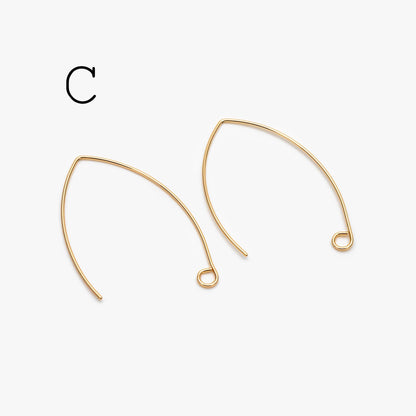 10pcs Gold/ Silver/ Rose Gold Brass Ear Hooks, Simple Earwires Earring Components (GB-947)
