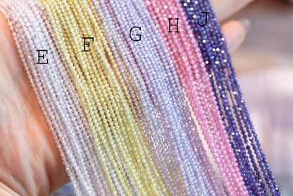 2mm Colorful Zircon Faceted Beads, Tiny Gemstone Beads, Natural Stone Beads for Jewelry Bracelet Making DIY, Full 14.5 Inch Strands (TR-008)