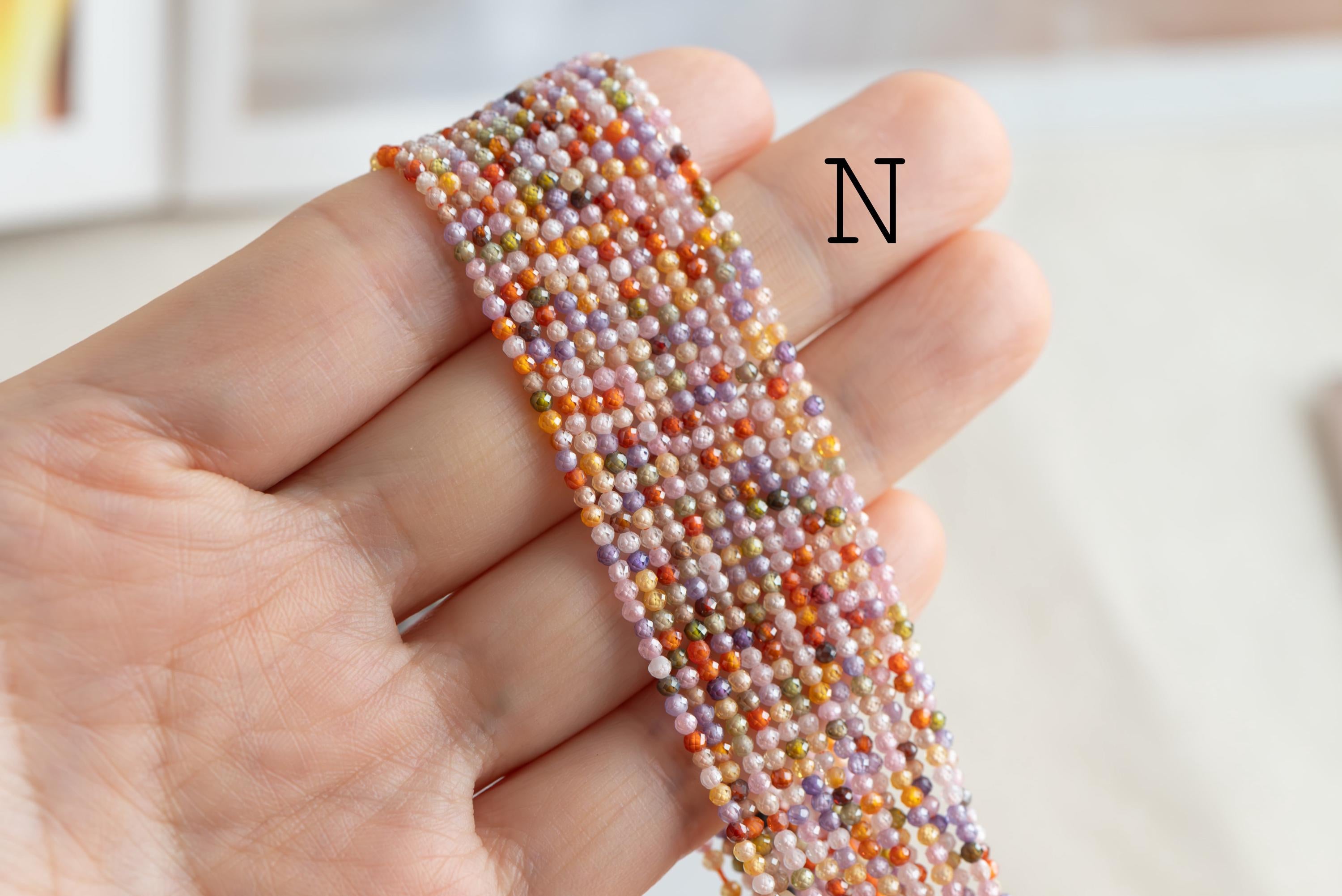 2mm Colorful Zircon Faceted Beads, Tiny Gemstone Beads, Natural Stone Beads for Jewelry Bracelet Making DIY, Full 14.5 Inch Strands (TR-008)