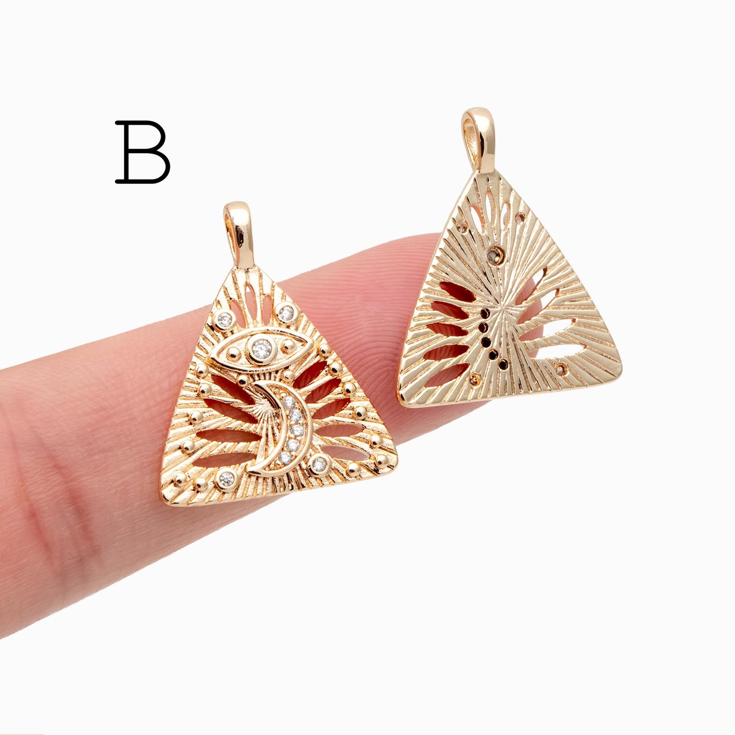 4pcs CZ pave Evil Eye Charms, 18K Gold plated Brass, Greek Eye Pendants for Earring/ Necklace, DIY Handmade Jewelry Component (GB-1527)