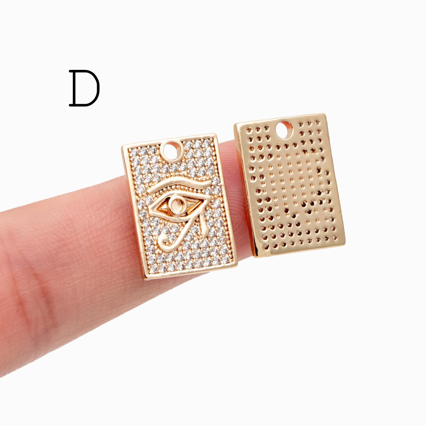 4pcs CZ pave Evil Eye Charms, 18K Gold plated Brass, Greek Eye Pendants for Earring/ Necklace, DIY Handmade Jewelry Component (GB-1527)