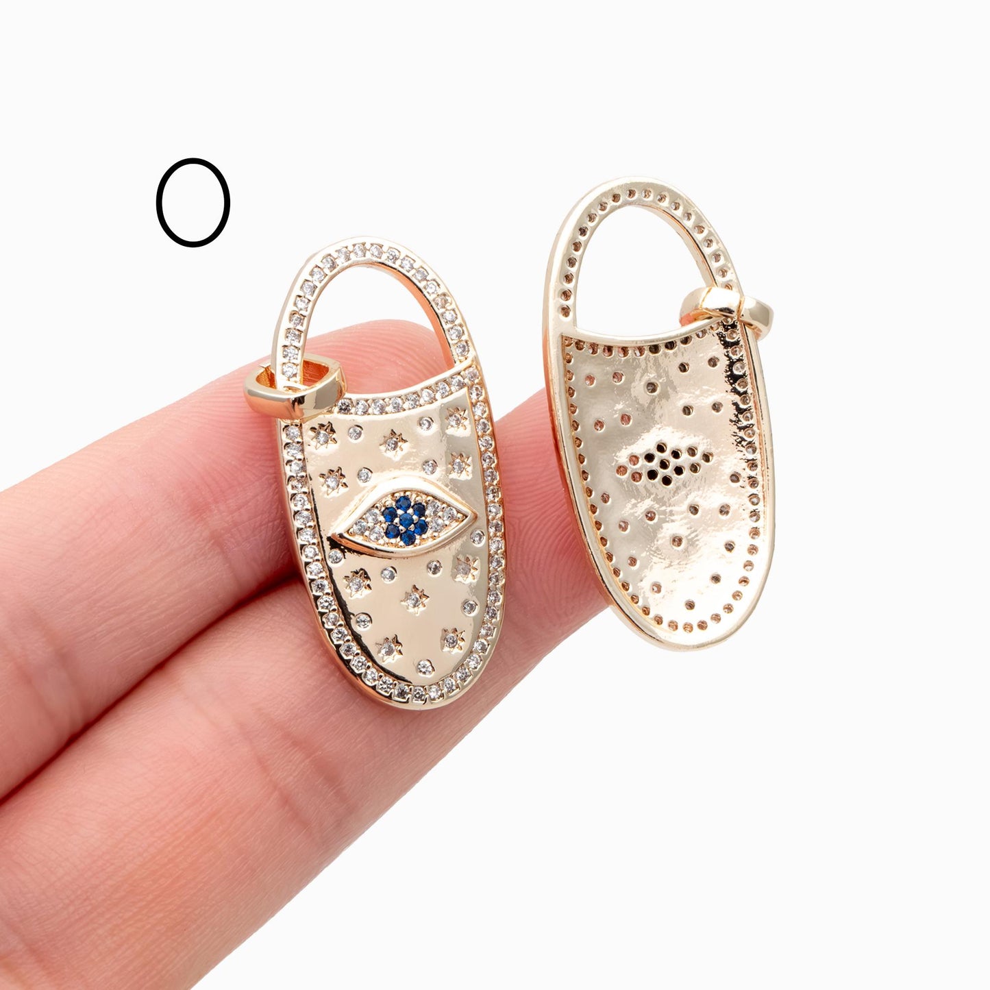 4pcs CZ pave Evil Eye Charms, 18K Gold plated Brass, Greek Eye Pendants for Earring/ Necklace, DIY Handmade Jewelry Component (GB-1527)