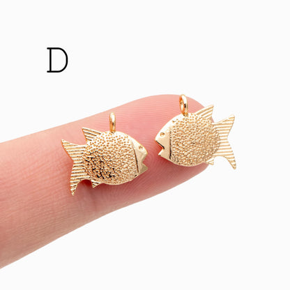 10pcs Gold Ocean Charms, 18K Gold plated Brass Beach Charms, DIY Supplies Wholesale (GB-3936)