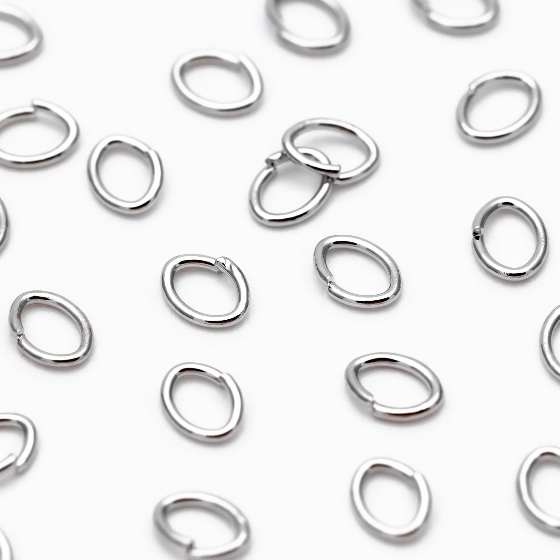 200pcs Gold/ Rhodium plated Stainless Steel Oval Jump Rings, Open Jump Rings, 4x3x0.5mm (24 Gauge) (GB-4776)