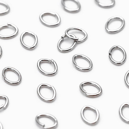 200pcs Gold/ Rhodium plated Stainless Steel Oval Jump Rings, Open Jump Rings, 4x3x0.5mm (24 Gauge) (GB-4776)