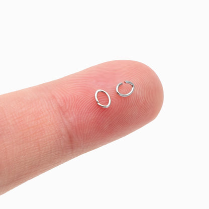200pcs Gold/ Rhodium plated Stainless Steel Oval Jump Rings, Open Jump Rings, 4x3x0.5mm (24 Gauge) (GB-4776)