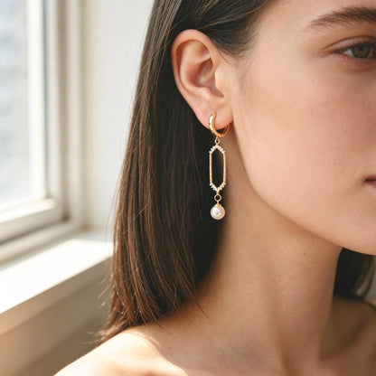 4pcs CZ Pave Gold Geometric Charm Connector, Real Gold plated Brass, Dainty Earring Connector (GB-2535)