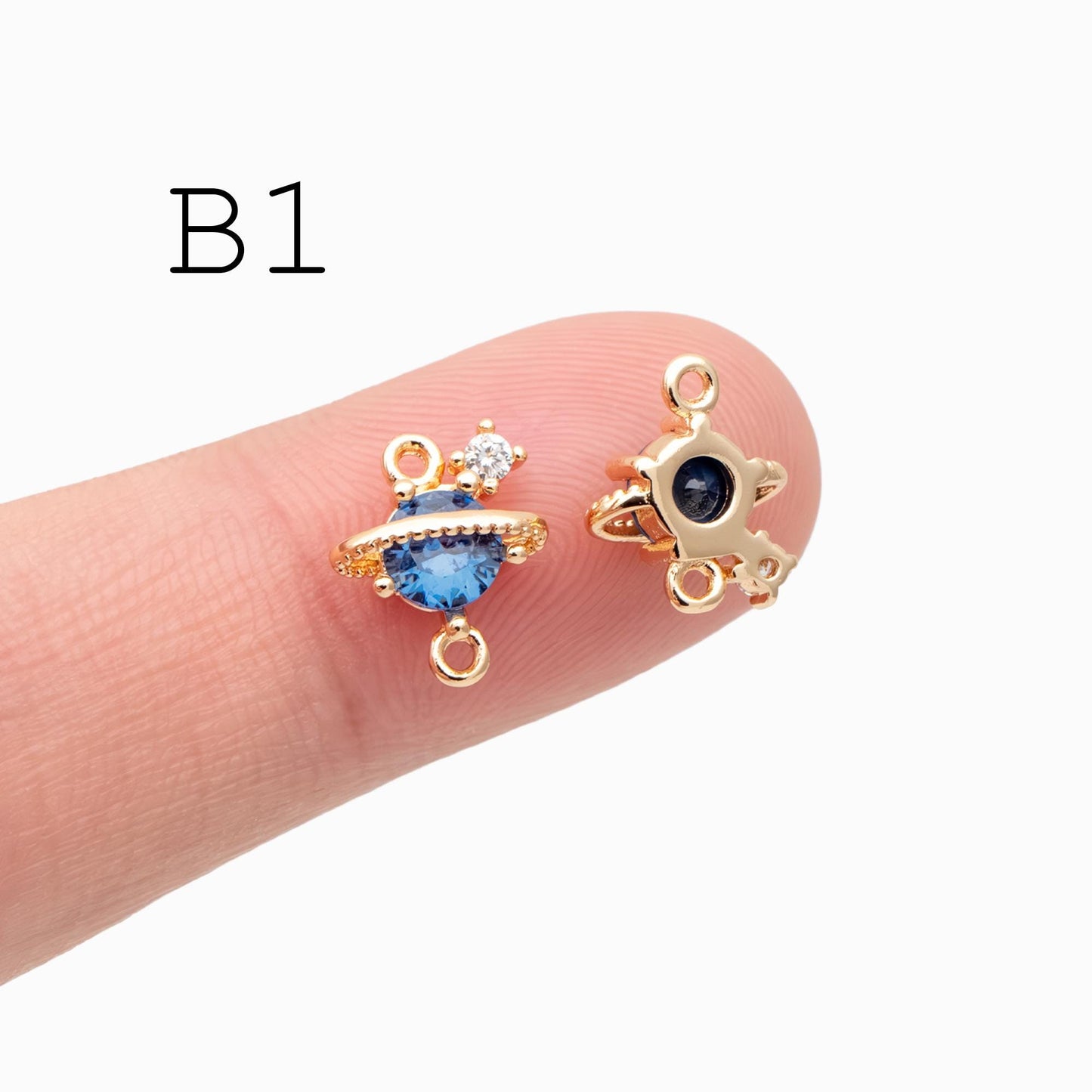 4pcs CZ pave Gold Geometric Charms, 18K Gold/ Rhodium plated Brass Geometric Connectors (GB-3231)