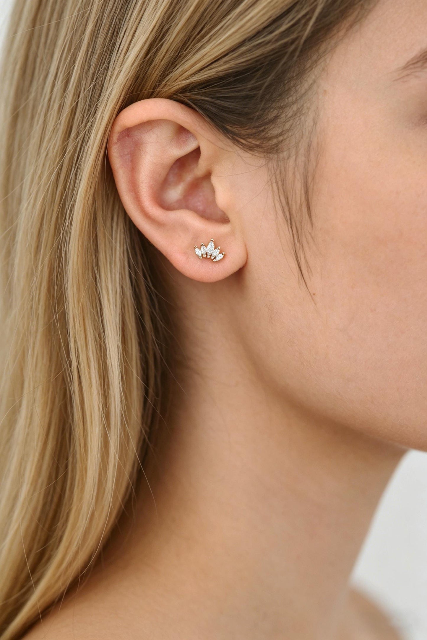 4pcs CZ Pave Dainty Earring, 18K Gold Plated Brass, Jewelry Making, Diy Material, Jewelry Supplies (GB-3369)
