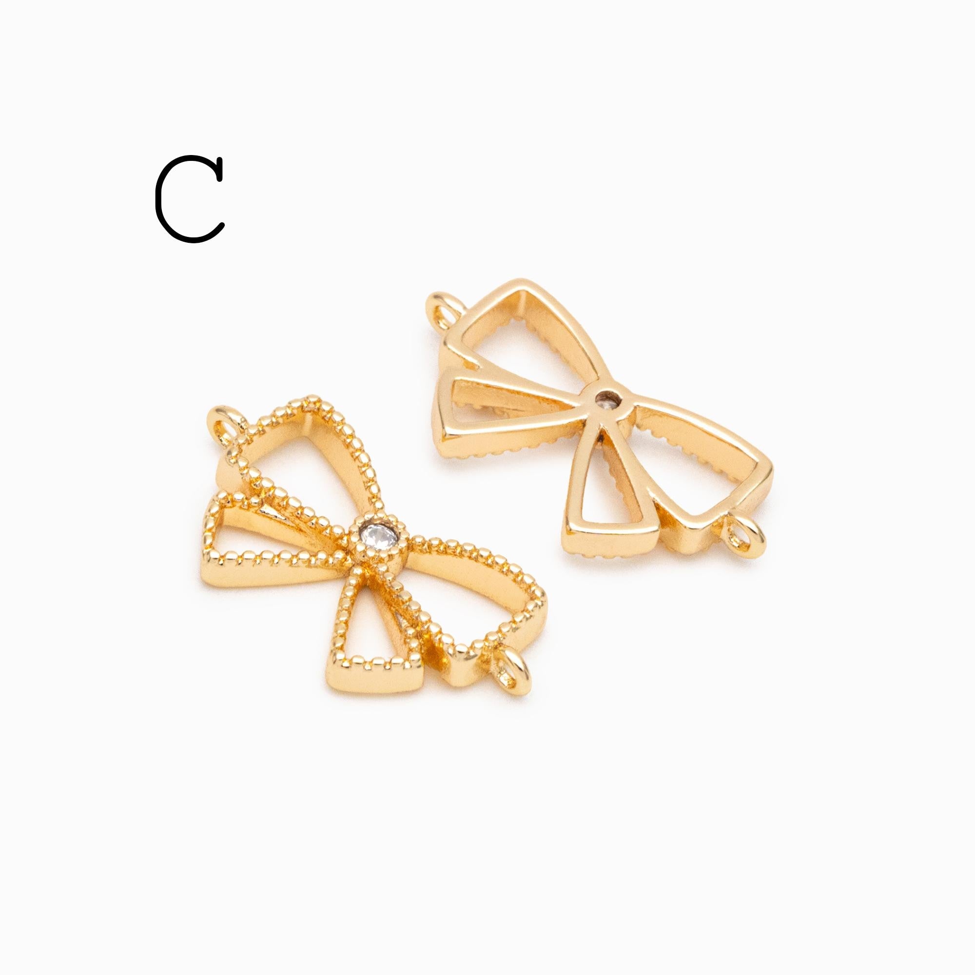10pcs Gold/ Silver Bowknot Charms 18mm, Christmas Pendants, Bow Knot Pendant (#GB-2745)