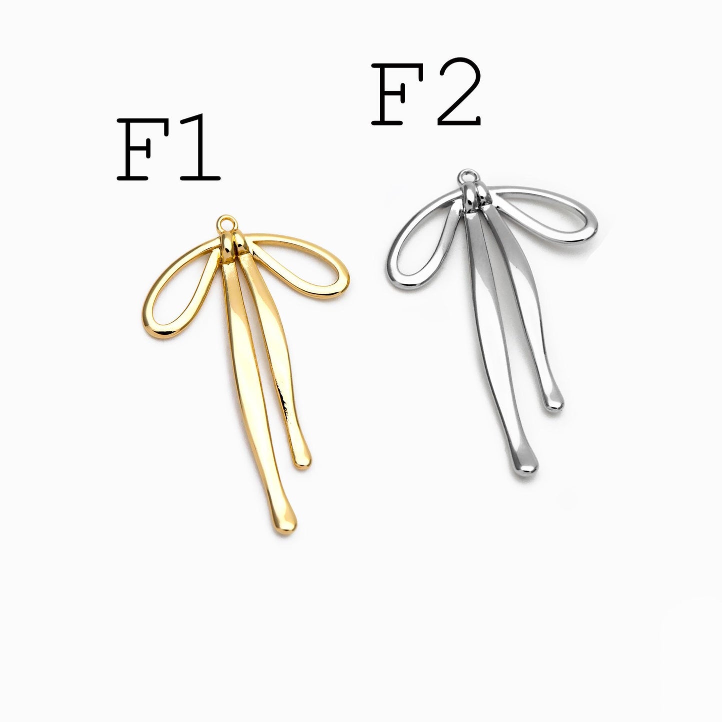 10pcs Gold/ Silver Bowknot Charms 18mm, Christmas Pendants, Bow Knot Pendant (#GB-2745)
