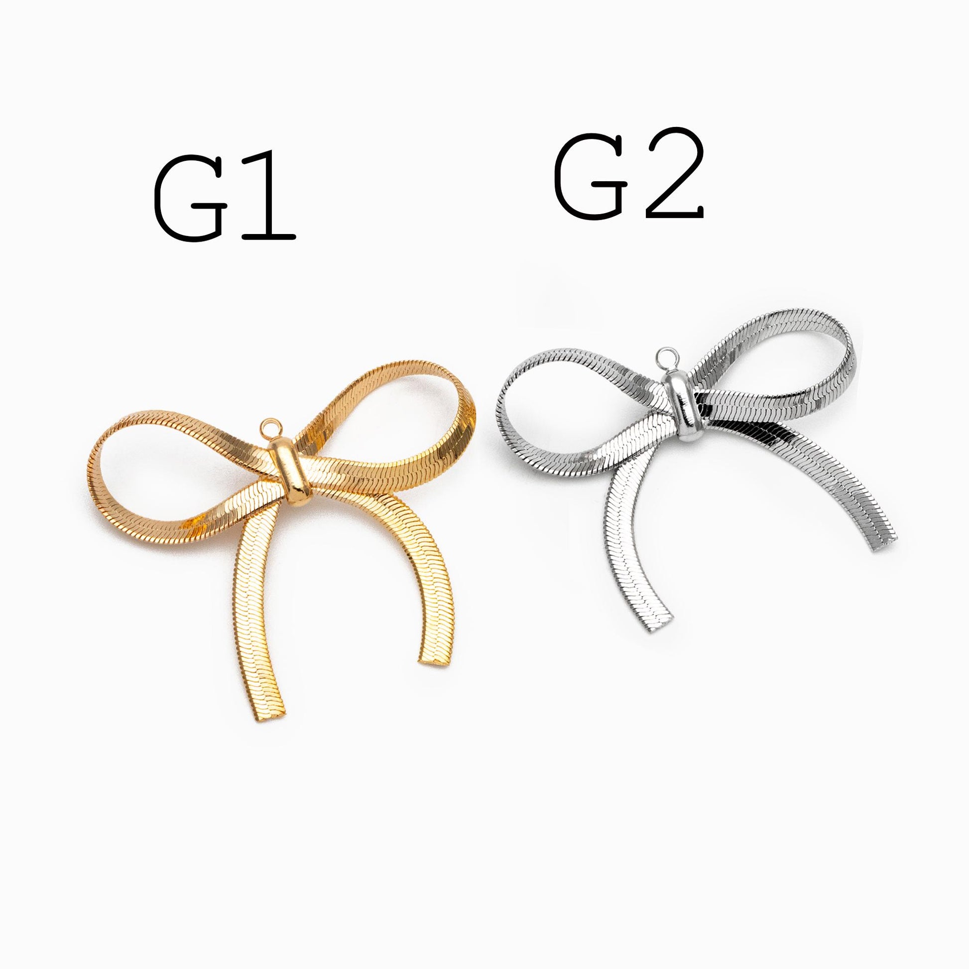 10pcs Gold/ Silver Bowknot Charms 18mm, Christmas Pendants, Bow Knot Pendant (#GB-2745)