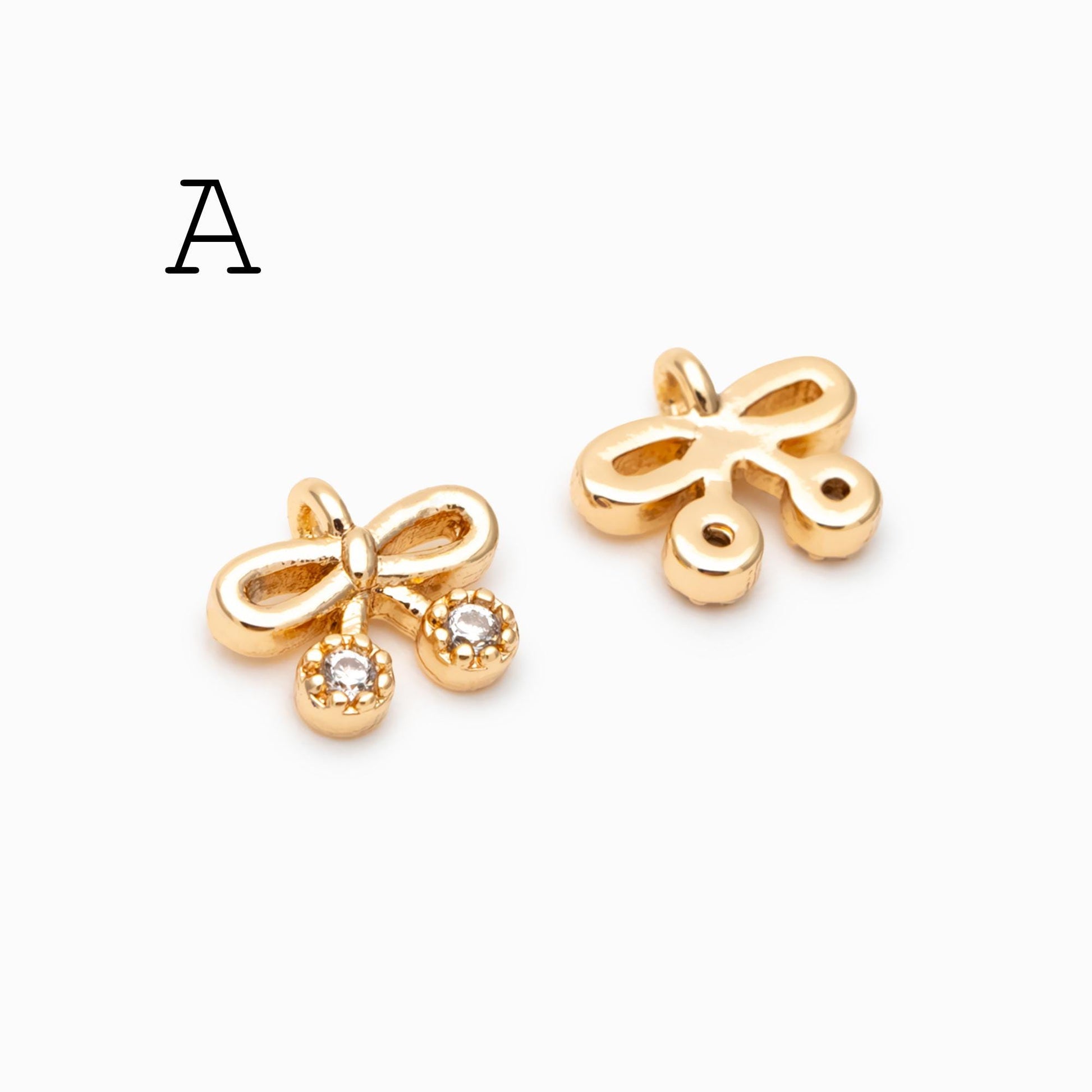 10pcs Gold/ Silver Bowknot Charms 18mm, Christmas Pendants, Bow Knot Pendant (#GB-2745)