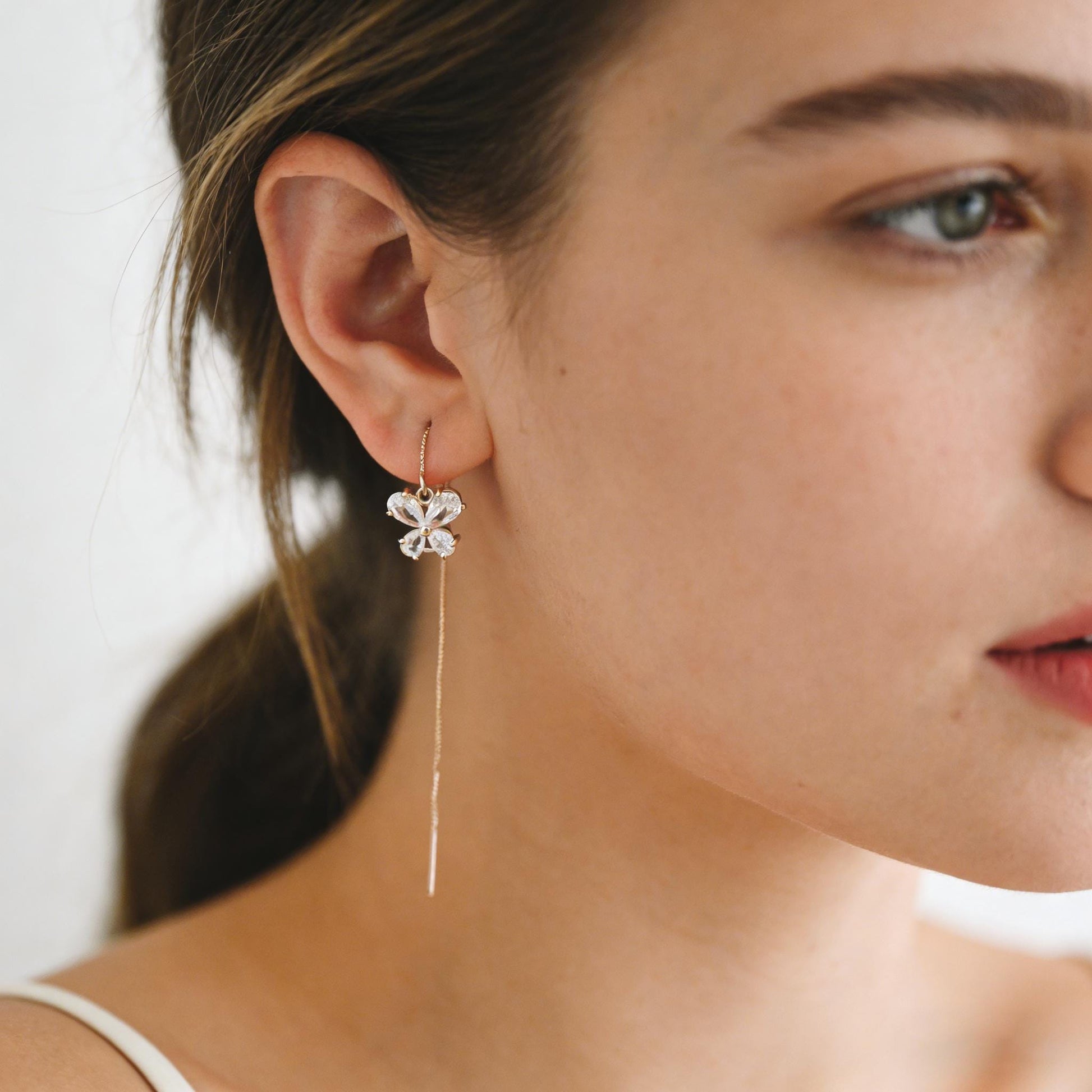 10pcs CZ Pave Flower Leaf Connector, 18K Gold plated Brass, Dainty Connector Charms (GB-3670)