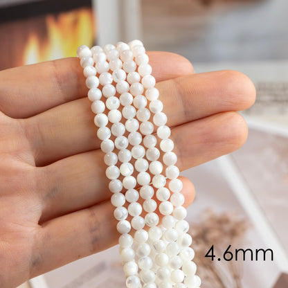 White Mother of Pearl Shell Beads, Smooth Round MOP beads, Multi Sizes (BK-007) / 15.5" full strand