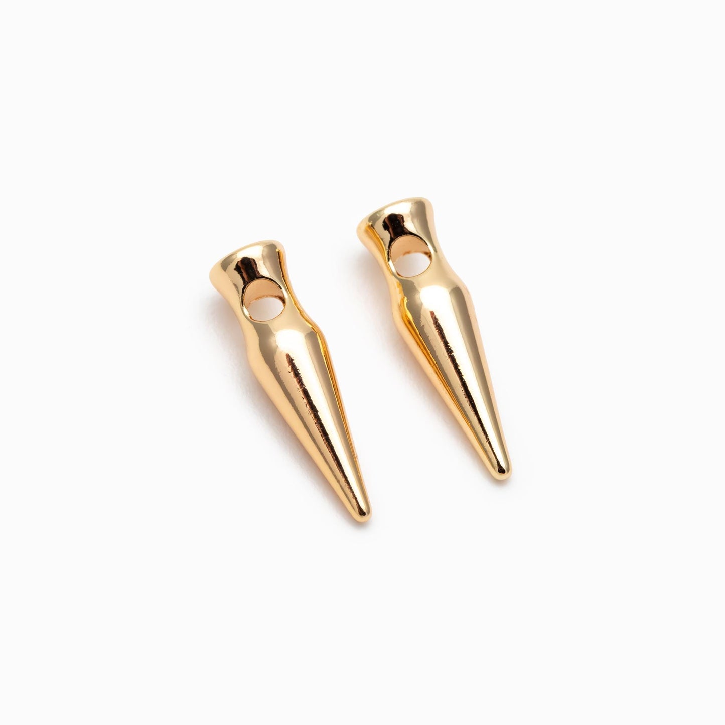 4pcs Gold plated Brass Bullet-shaped Charms 15x4mm, Arrow DANGLE Pendants (GB-2416-D)