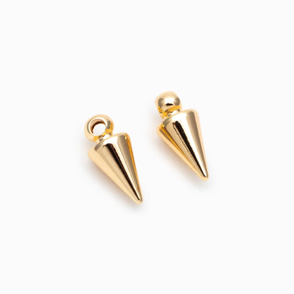 4pcs Gold plated Brass Bullet-shaped Charms 11x5mm, Arrow DANGLE Pendants (GB-2416-A)