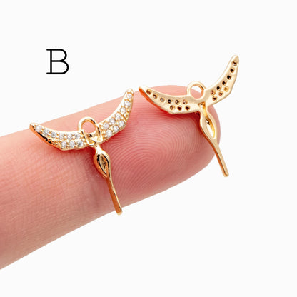 4pcs CZ Pave Gold/ Silver tone Angel Wing Charm, Wing Necklace Charm (GB-1810)