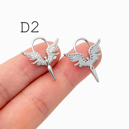4pcs CZ Pave Gold/ Silver tone Angel Wing Charm, Wing Necklace Charm (GB-1810)