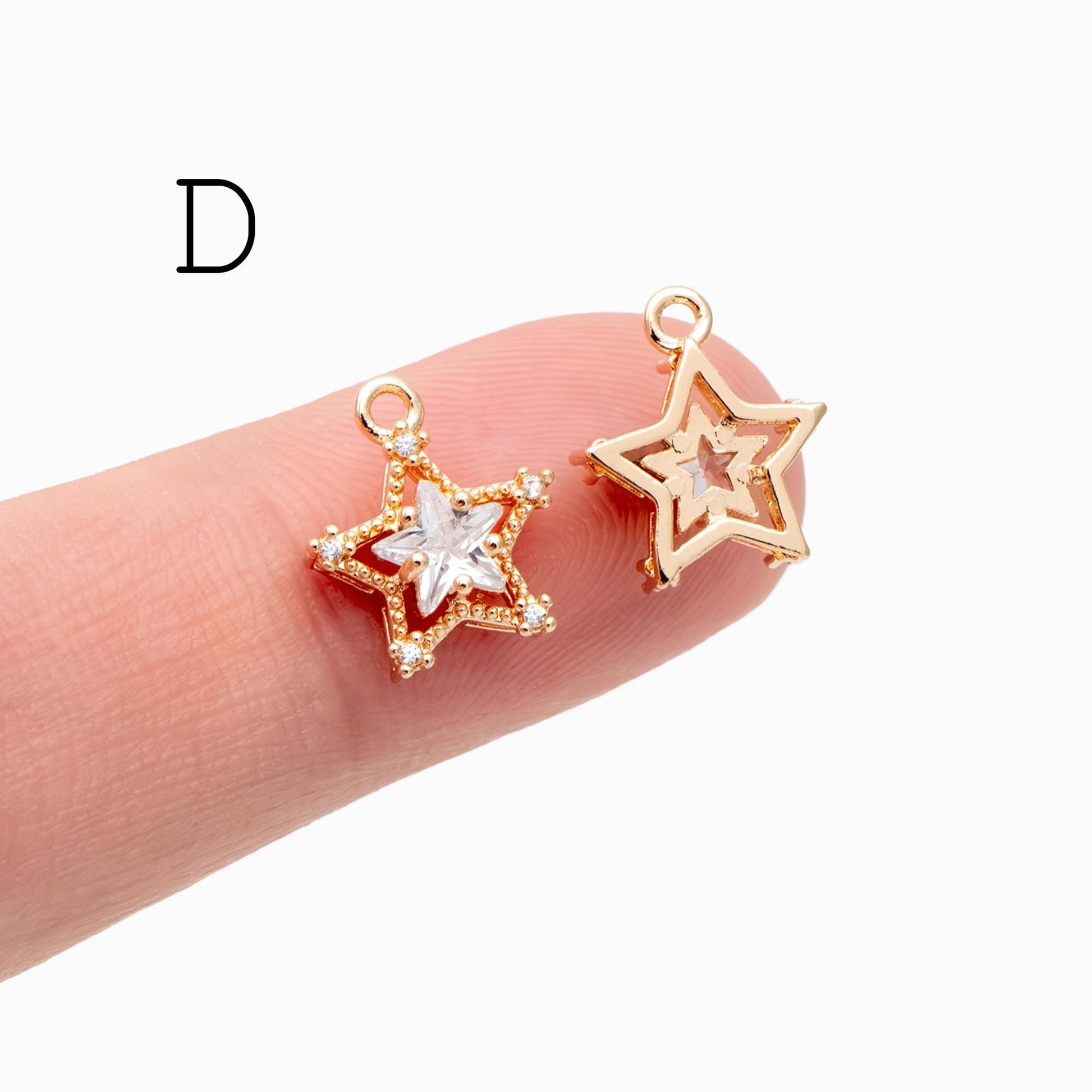 4pcs CZ Pave Round/ Square/ Heart/ Star Charms, Jewelry Making, Diy Material, Jewelry Supplies (GB-3116)