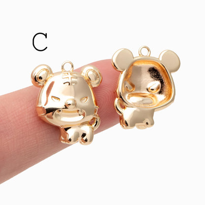 4pcs Gold giraffe / Tiger / Dinosaur Pendant, Jewelry Making, Diy Material, Jewelry Supplies (GB-4086)