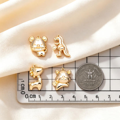 4pcs Gold giraffe / Tiger / Dinosaur Pendant, Jewelry Making, Diy Material, Jewelry Supplies (GB-4086)