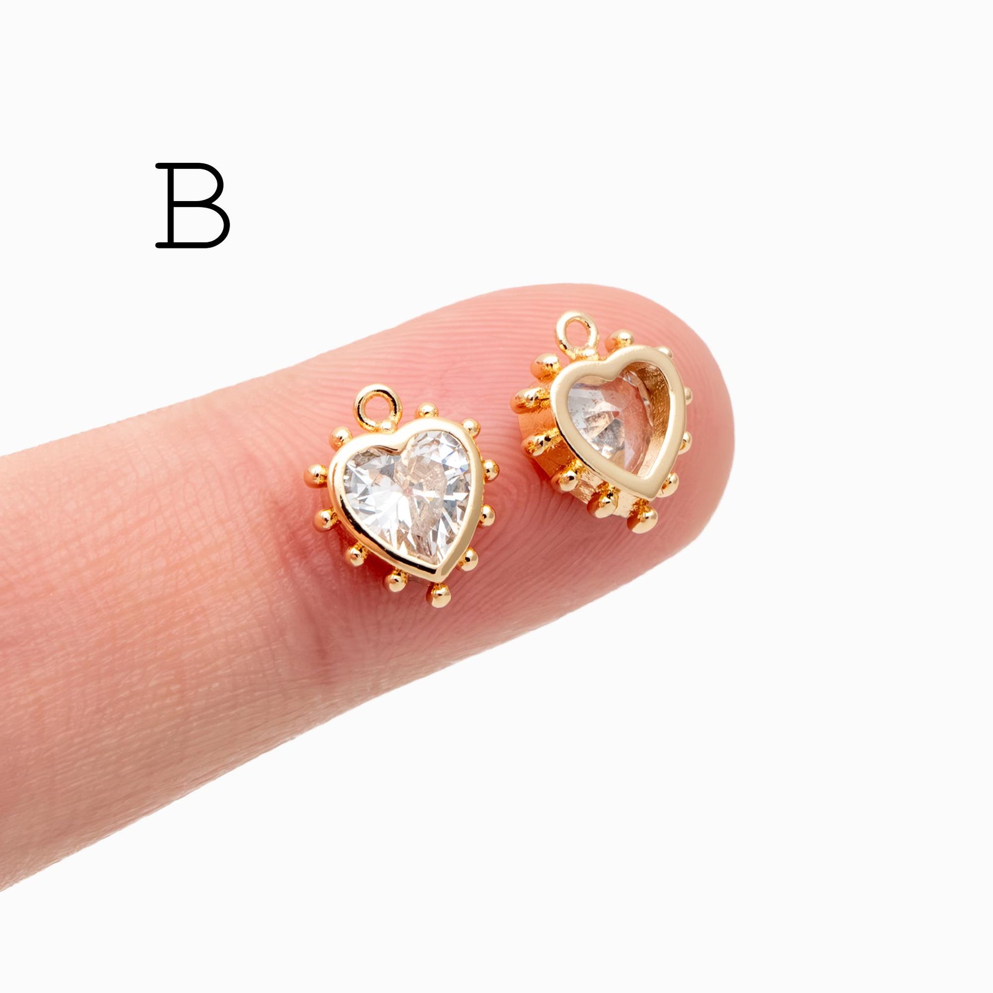 10pcs CZ Pave Teardrop/ Heart/ Rectangle/ 0val/ Marquise Charms, Gold plated Brass, Geometric Earring Charms (GB-4122)