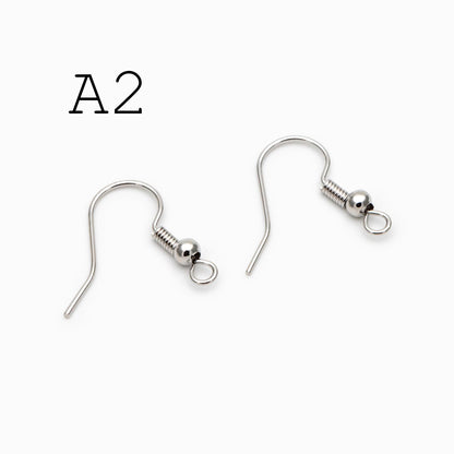 20pcs Gold/ Silver Earring Hooks, Real Gold/ Rhodium Plated Brass, Simple Earwires (GB-025)