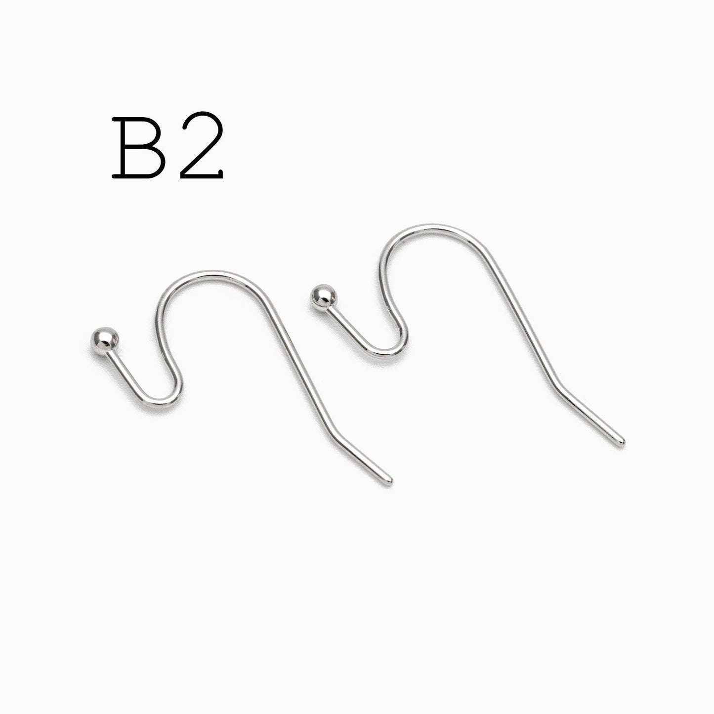 20pcs Gold/ Silver Earring Hooks, Real Gold/ Rhodium Plated Brass, Simple Earwires (GB-025)