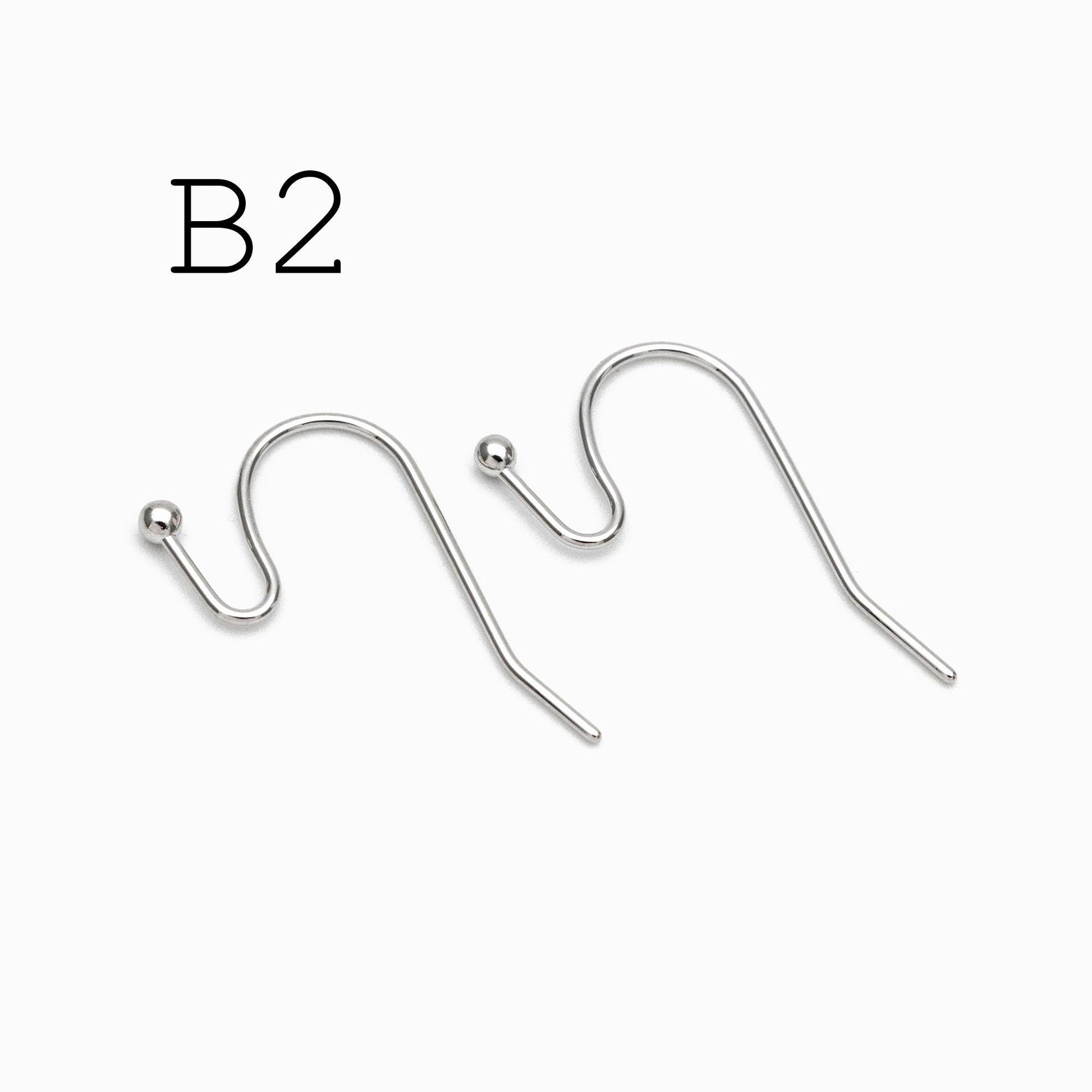 20pcs Gold/ Silver Earring Hooks, Real Gold/ Rhodium Plated Brass, Simple Earwires (GB-025)
