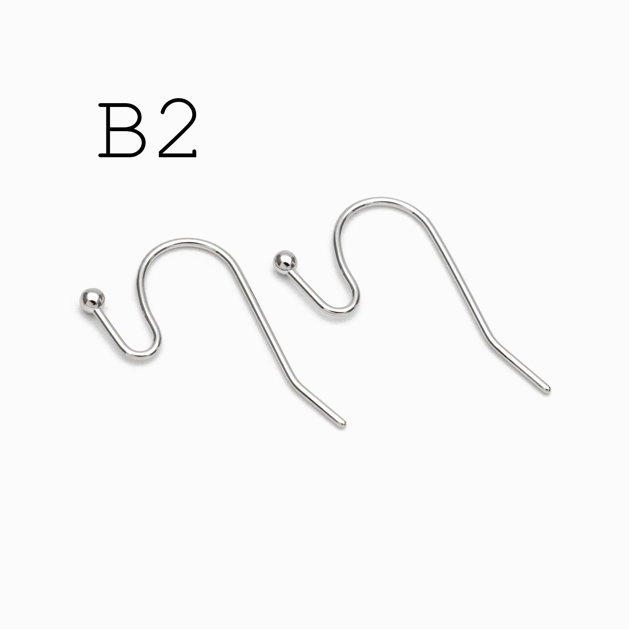 20pcs Gold/ Silver Earring Hooks, Real Gold/ Rhodium Plated Brass, Simple Earwires (GB-025)