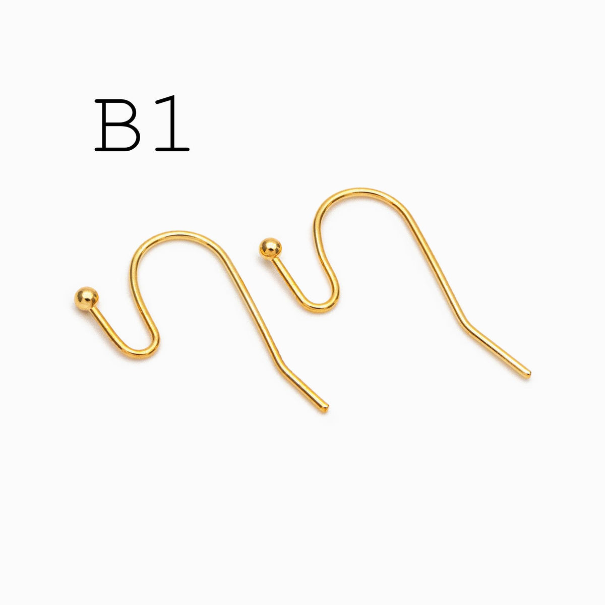 20pcs Gold/ Silver Earring Hooks, Real Gold/ Rhodium Plated Brass, Simple Earwires (GB-025)
