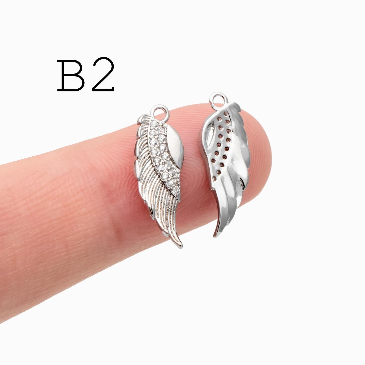 4pcs Gold/ Silver Tone Wing Charms , Real 18K Gold/ Rhodium plated Brass Wing Pendants , Color Not Easily Tarnish (GB-383)