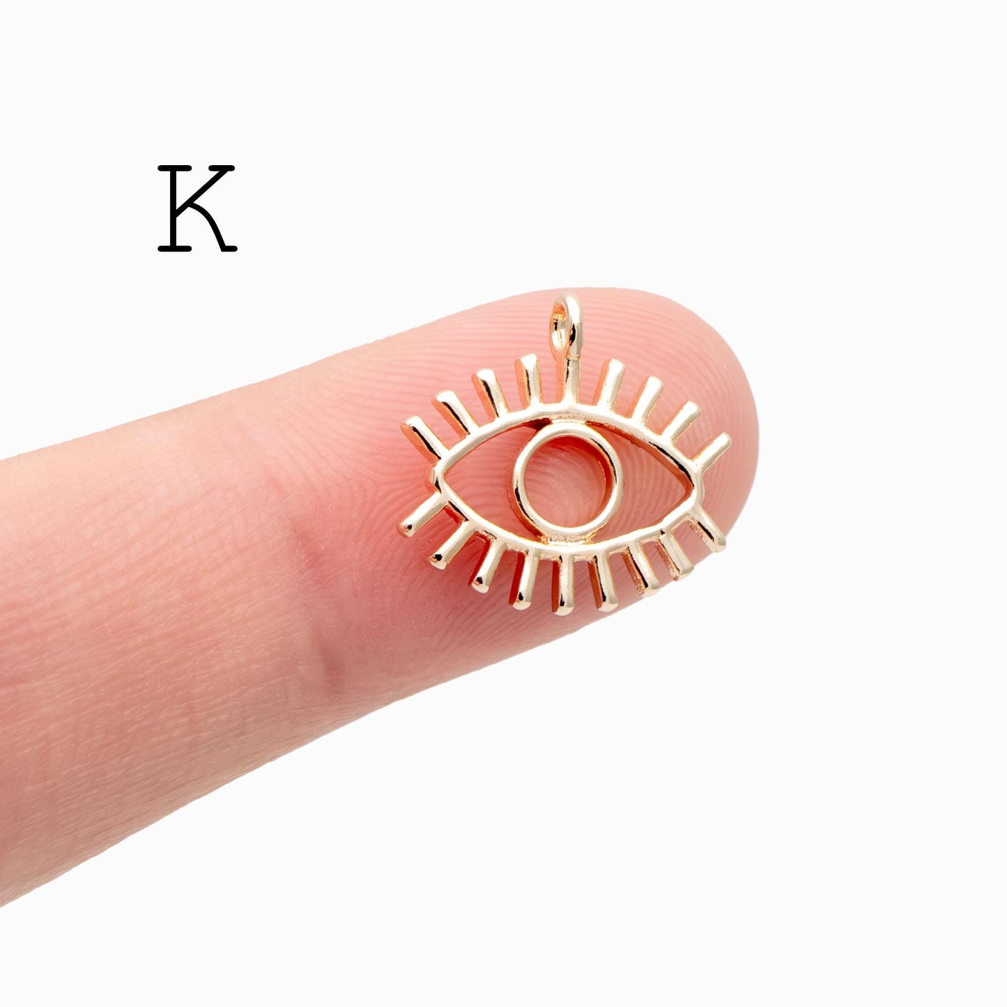 4pcs Gold plated Evil Eye Charms, CZ Pave Eye Pendants, 18K Gold plated Brass, Mystic Eye Jewelry Findings Supplies (GB-1819)