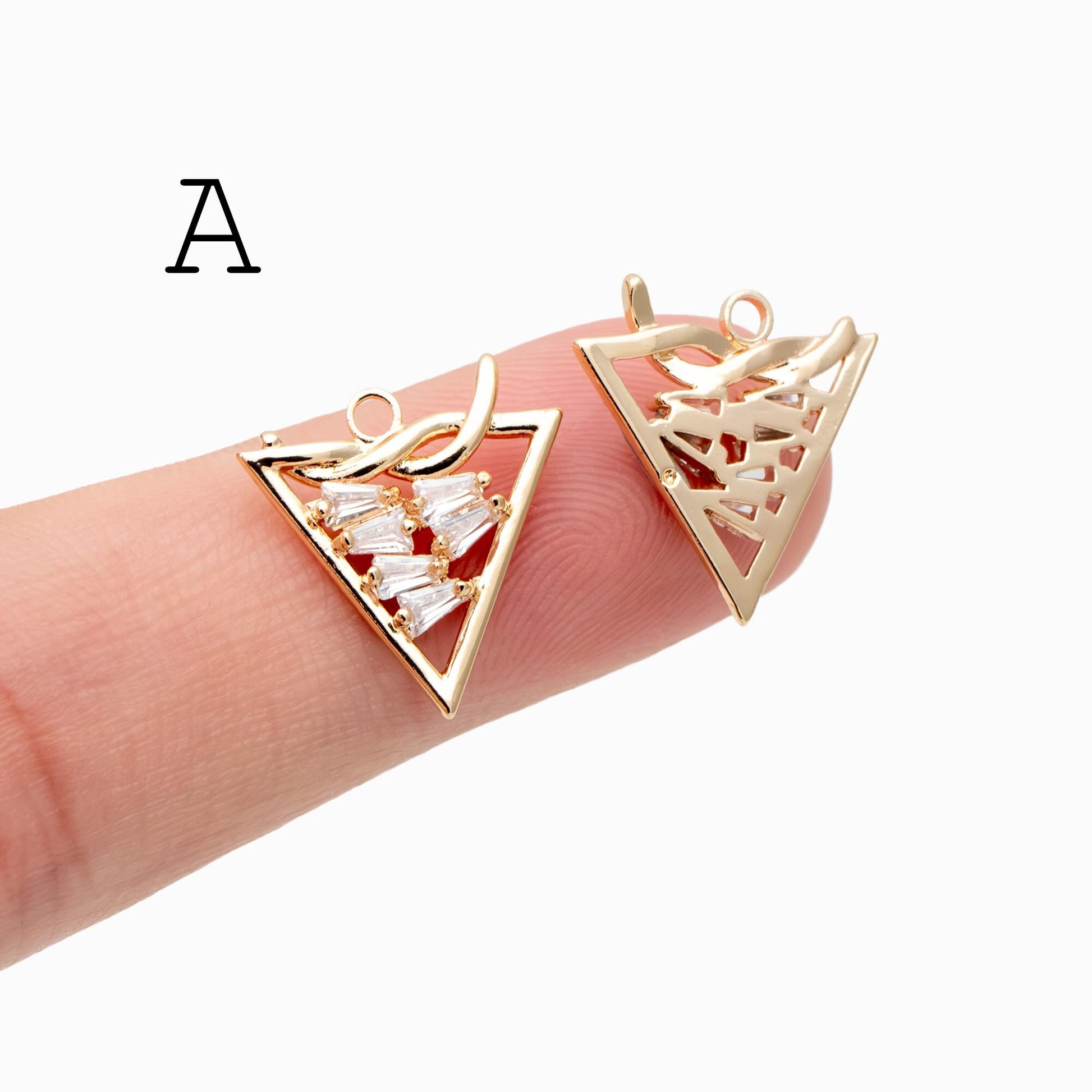 4pcs Gold Knot Triangle/ Circle/ Heart Charms, Earring Findings, Jewelry Making, Diy Material, Jewelry Supplies (GB-2125)