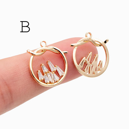 4pcs Gold Knot Triangle/ Circle/ Heart Charms, Earring Findings, Jewelry Making, Diy Material, Jewelry Supplies (GB-2125)