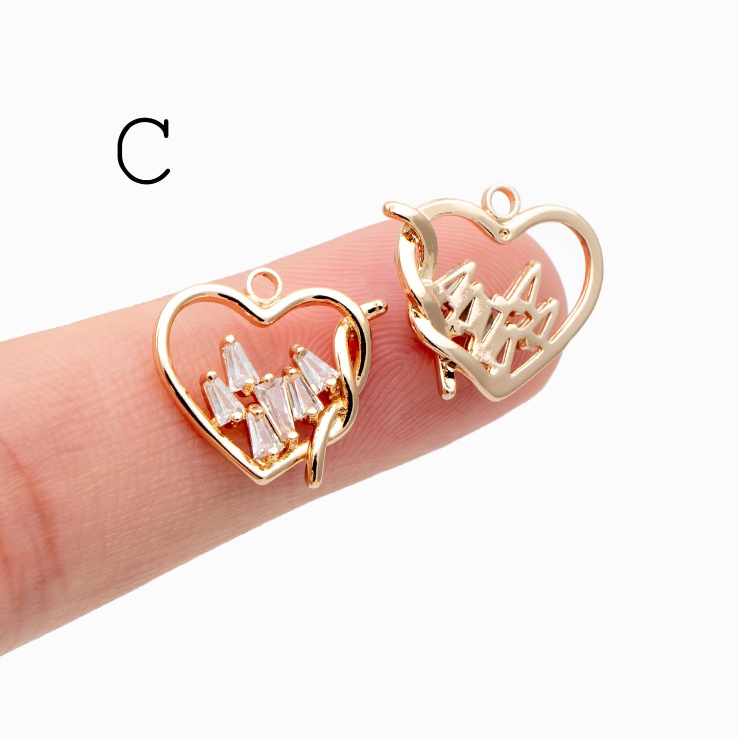 4pcs Gold Knot Triangle/ Circle/ Heart Charms, Earring Findings, Jewelry Making, Diy Material, Jewelry Supplies (GB-2125)