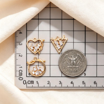 4pcs Gold Knot Triangle/ Circle/ Heart Charms, Earring Findings, Jewelry Making, Diy Material, Jewelry Supplies (GB-2125)