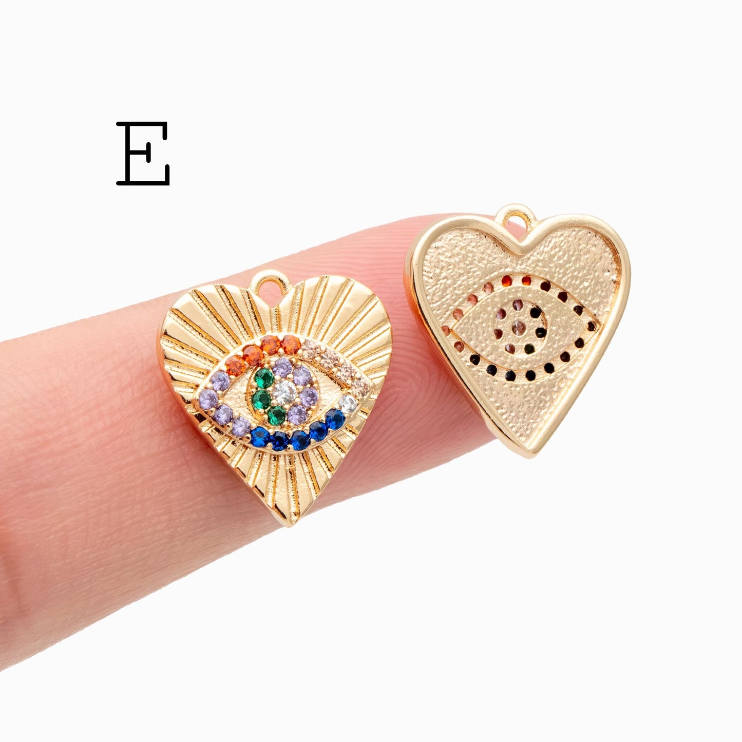 4pcs Gold/ Silver Tone Evil Eye Charms, 18K Gold/ Rhodium plated Brass, Dainty Earring Charms (GB-4085)