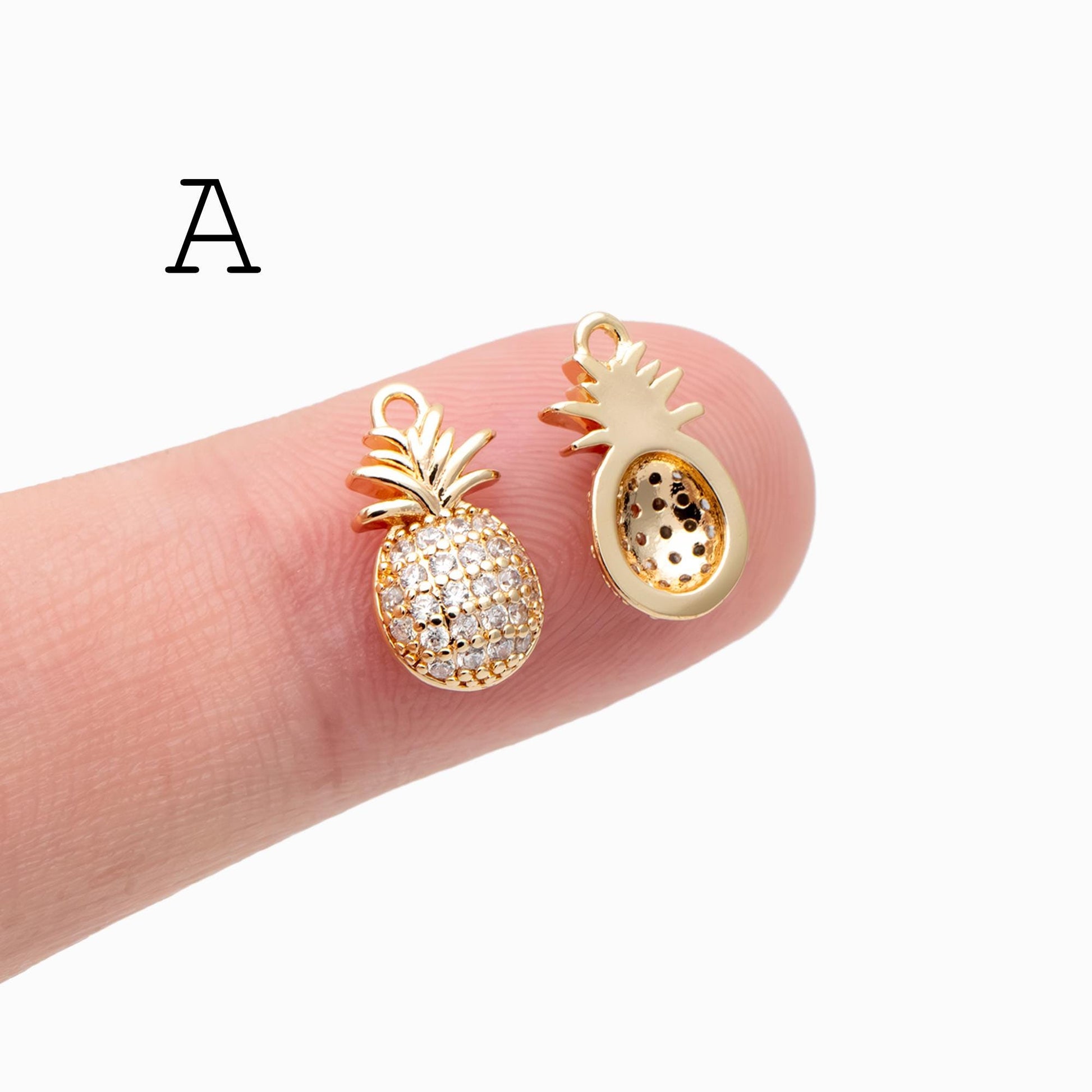 4pcs Gold/ Silver Tone Pineapple Charms , 18K Gold/ Rhodium plated Brass Pineapple Pendants (GB-4095)