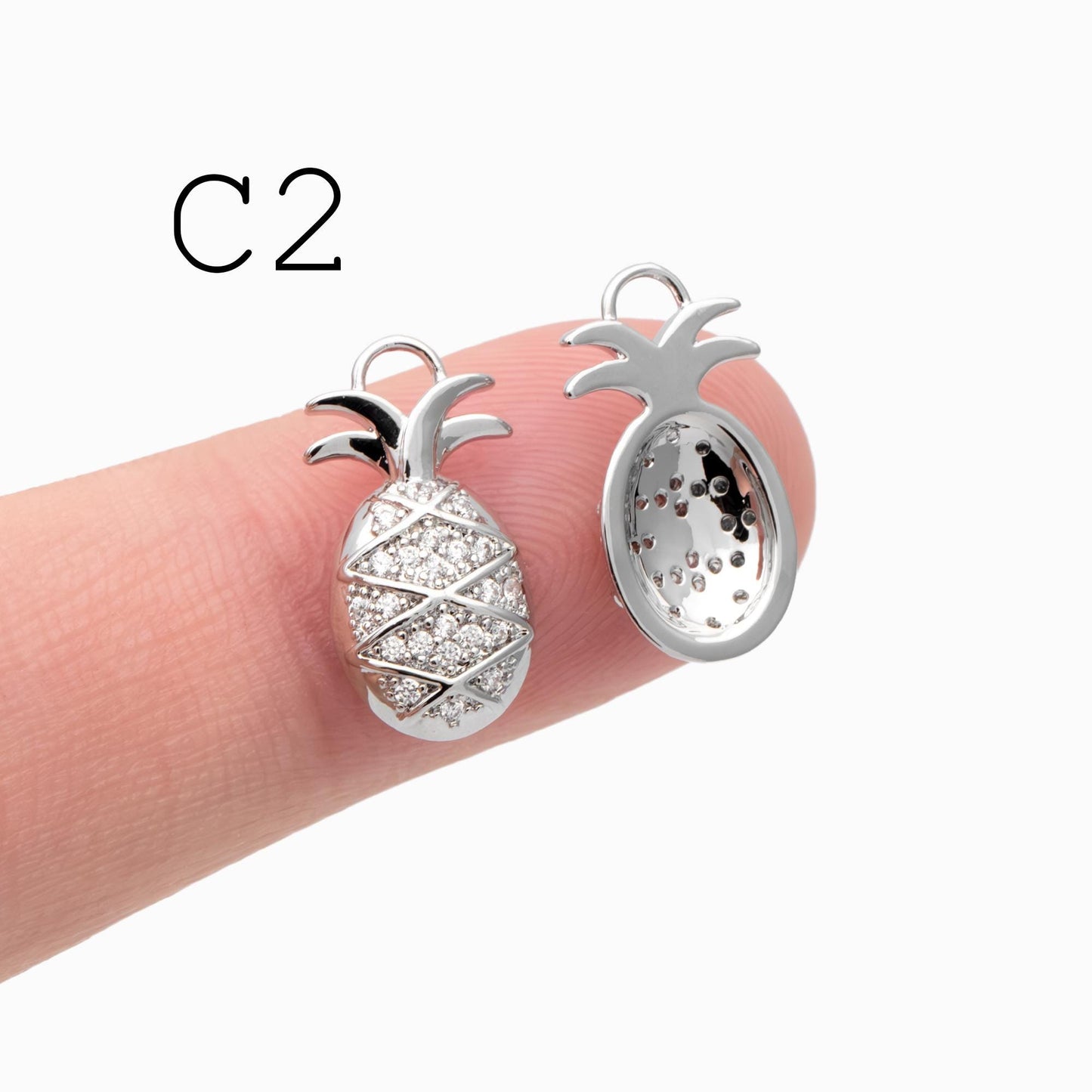 4pcs Gold/ Silver Tone Pineapple Charms , 18K Gold/ Rhodium plated Brass Pineapple Pendants (GB-4095)