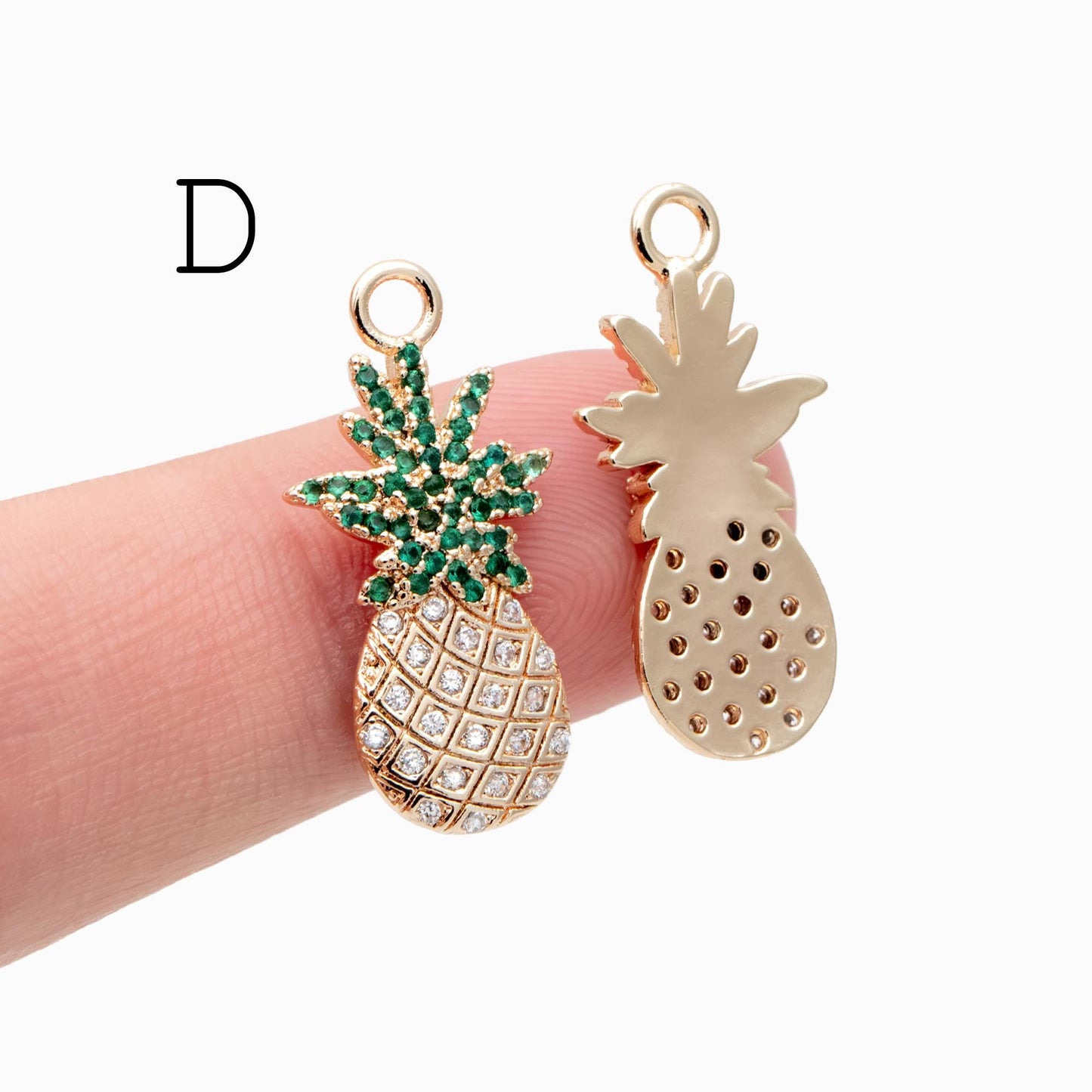4pcs Gold/ Silver Tone Pineapple Charms , 18K Gold/ Rhodium plated Brass Pineapple Pendants (GB-4095)